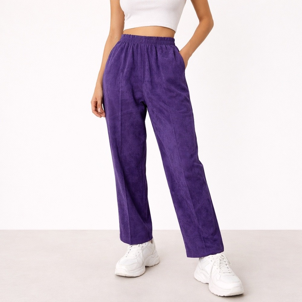 BonWorth Faux Suede Pull On Elastic Waist Pants‎ Womens MP Medium Petite 90s Y2K